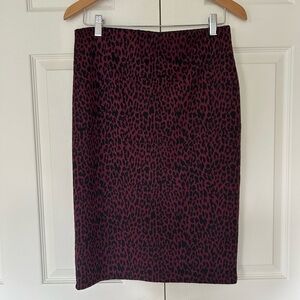 George Red and Black Animal Print Pencil Skirt